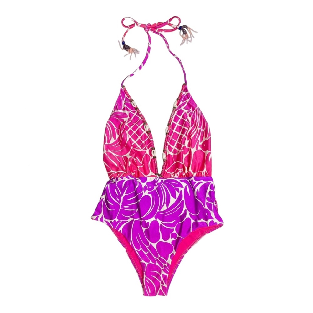 FARM RIO Embroidered Graphic One Piece Swim